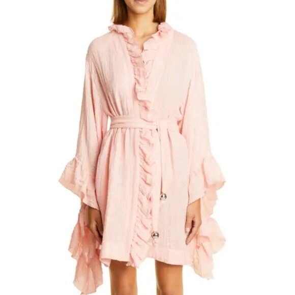 Lisa Marie Fernandez Anita Ruffle Stretch Linen Gauze Cover-Up - Picture 1 of 9